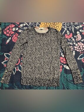 Boden Blue Leopard Crew Neck Sweater